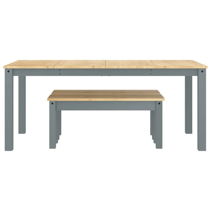 Set da Pranzo 3 pz Panama Grigio in Legno Massello di Pino - homemem39