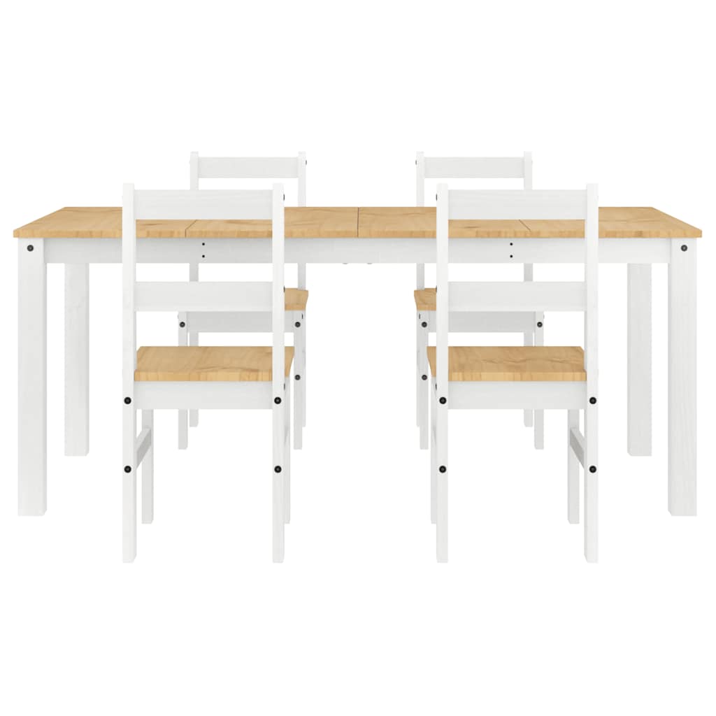 Set da Pranzo 5 pz Panama Bianco in Legno Massello di Pino - homemem39