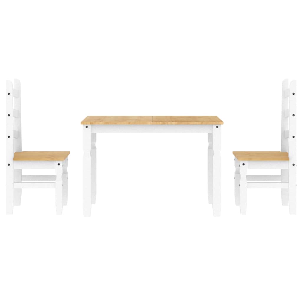 Set da Pranzo 3 pz Panama Bianco in Legno Massello di Pino