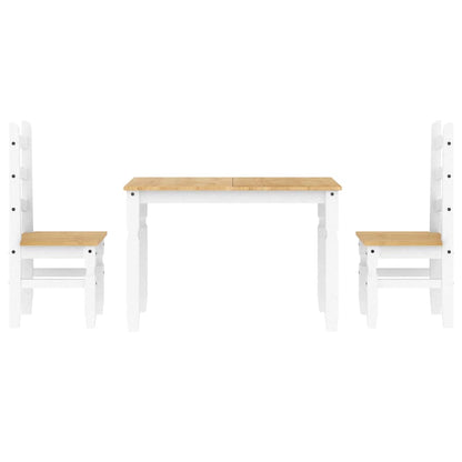 Set da Pranzo 3 pz Panama Bianco in Legno Massello di Pino