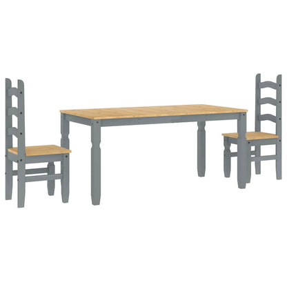 Set da Pranzo 3 pz Panama Grigio in Legno Massello di Pino