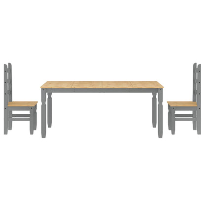 Set da Pranzo 3 pz Panama Grigio in Legno Massello di Pino