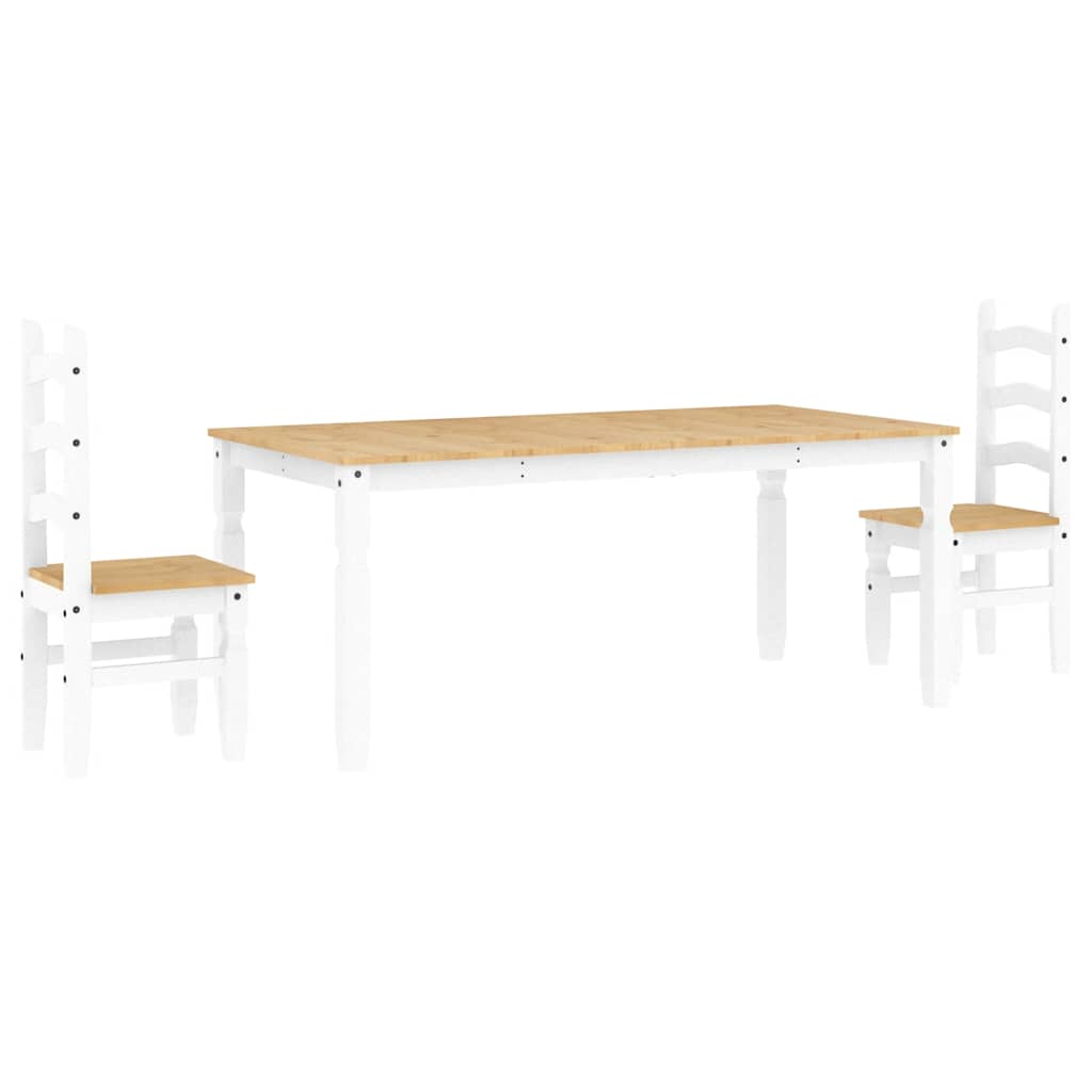 Set da Pranzo 3 pz Panama Bianco in Legno Massello di Pino - homemem39