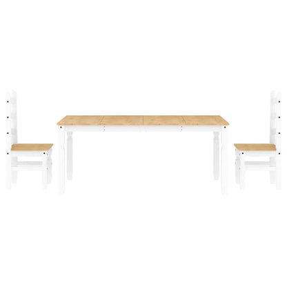 Set da Pranzo 3 pz Panama Bianco in Legno Massello di Pino - homemem39