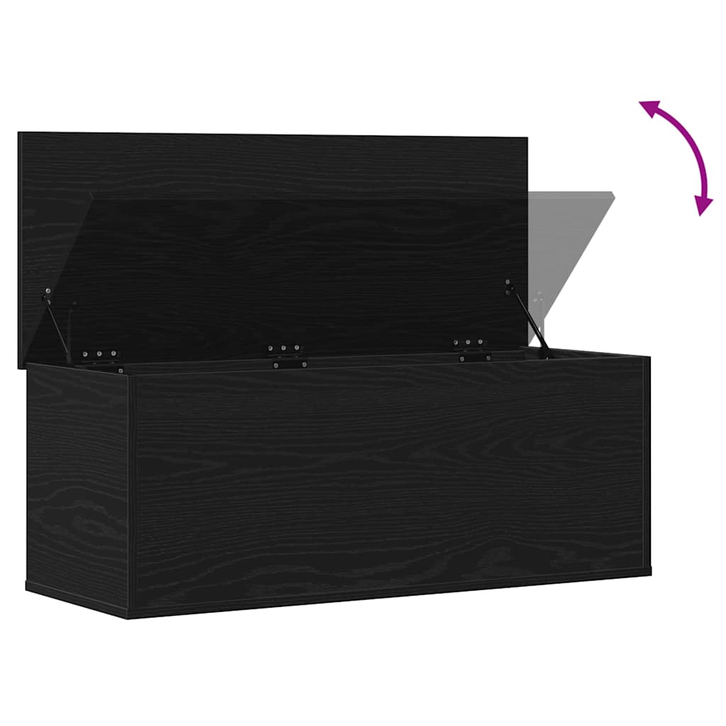 Scatola di Stoccaggio Rovere Nero 90 x 35 x 35 cm
