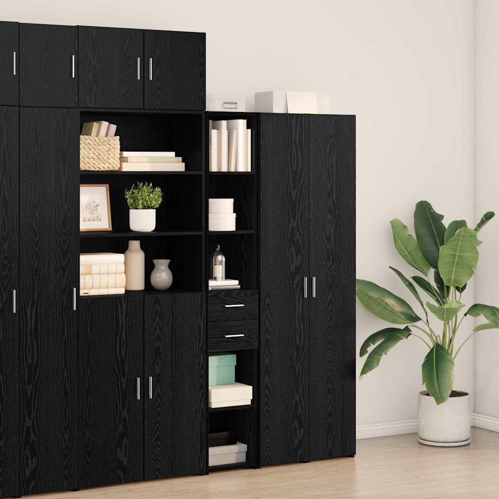 Libreria con cassetto Rovere Nero 30 x 42.4 x 185.2 cm