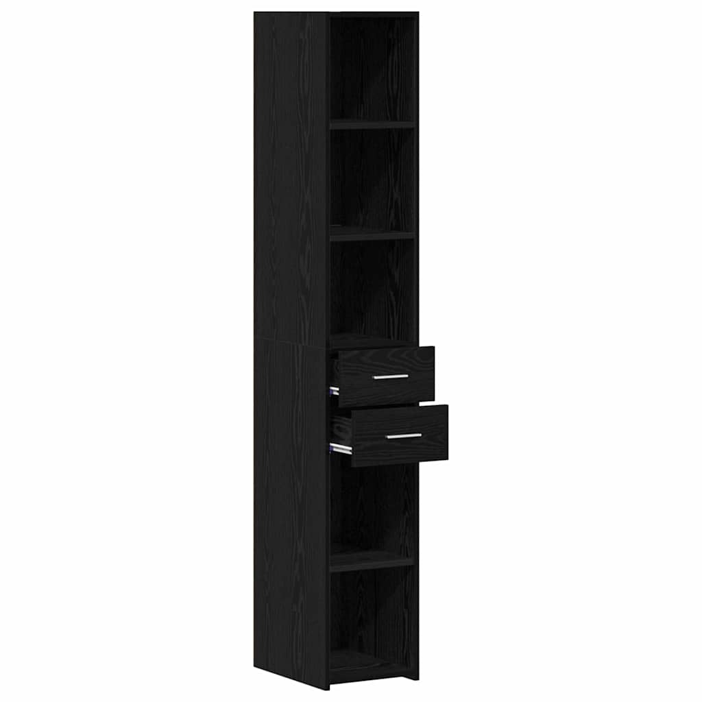 Libreria con cassetto Rovere Nero 30 x 42.4 x 185.2 cm