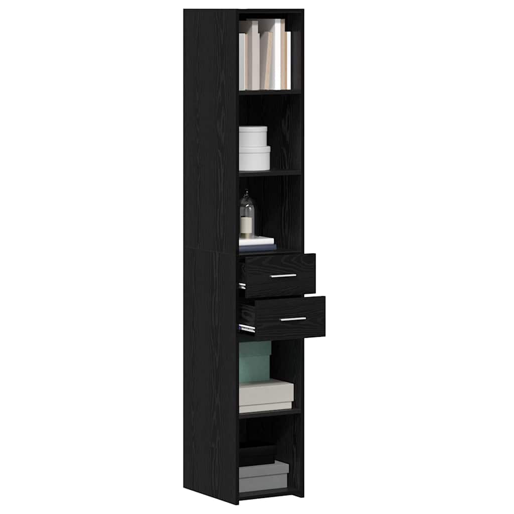 Libreria con cassetto Rovere Nero 30 x 42.4 x 185.2 cm