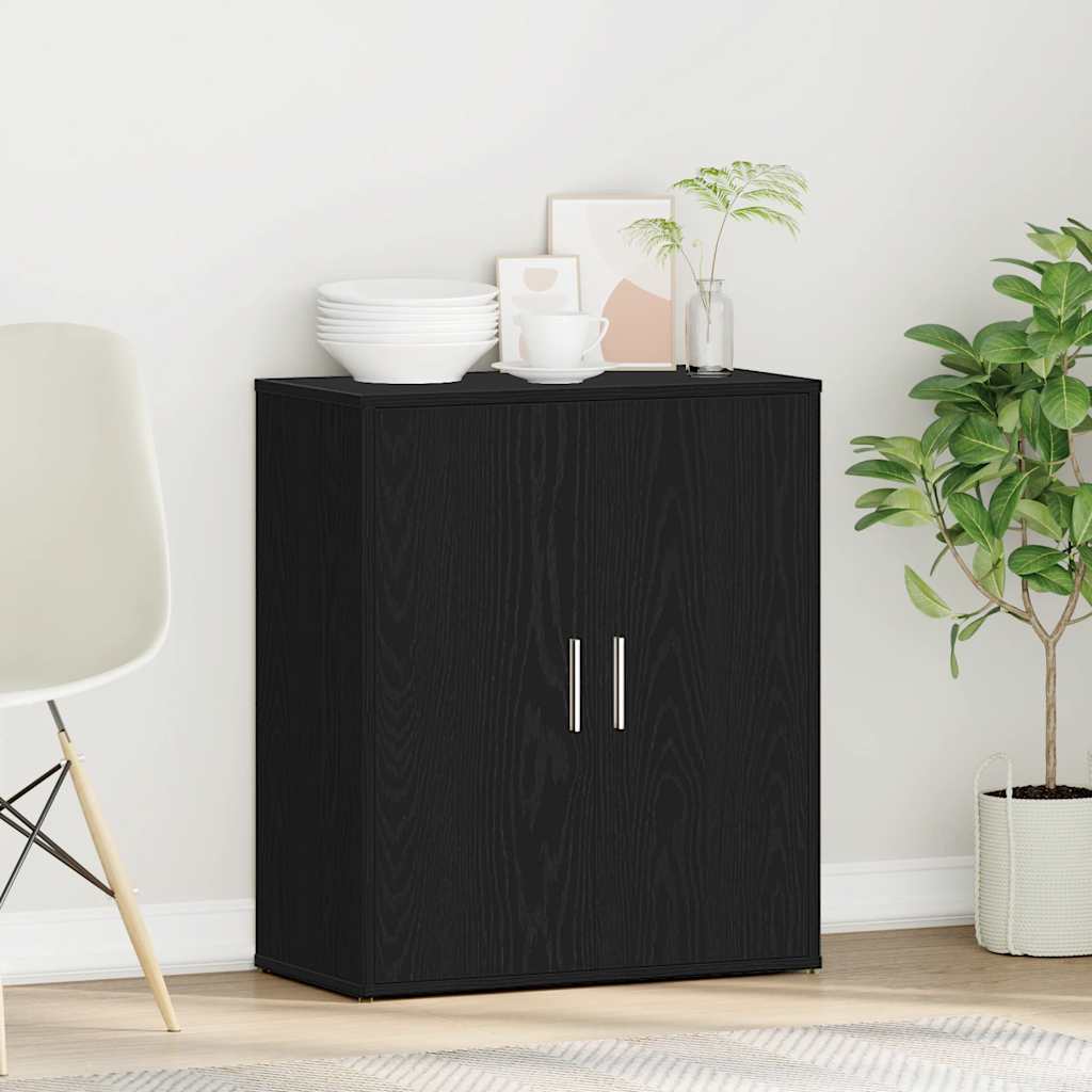 Credenza Rovere Nero 60x31x70 cm in Legno Multistrato - homemem39