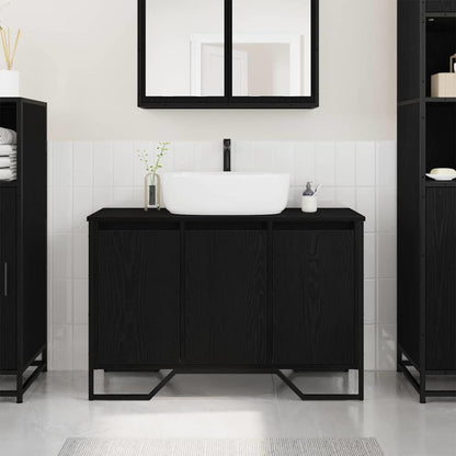 Armadio per Lavabo da Bagno Rovere Nero 91 x 35 x 60 cm