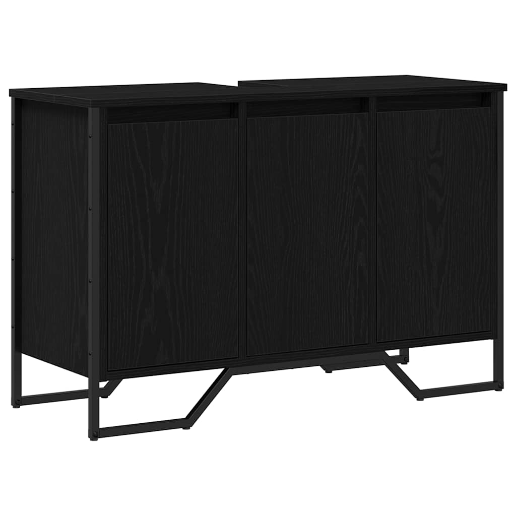 Armadio per Lavabo da Bagno Rovere Nero 91 x 35 x 60 cm