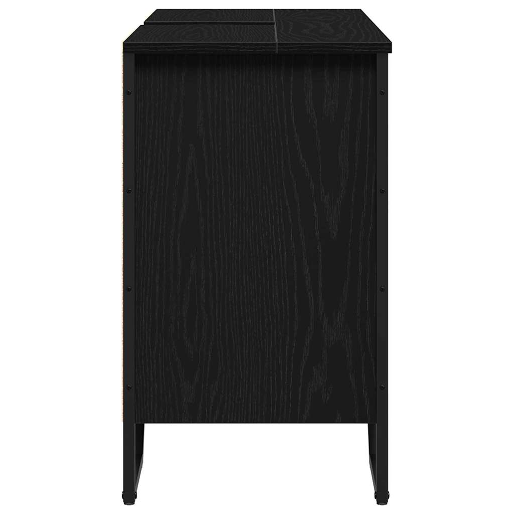 Armadio per Lavabo da Bagno Rovere Nero 91 x 35 x 60 cm