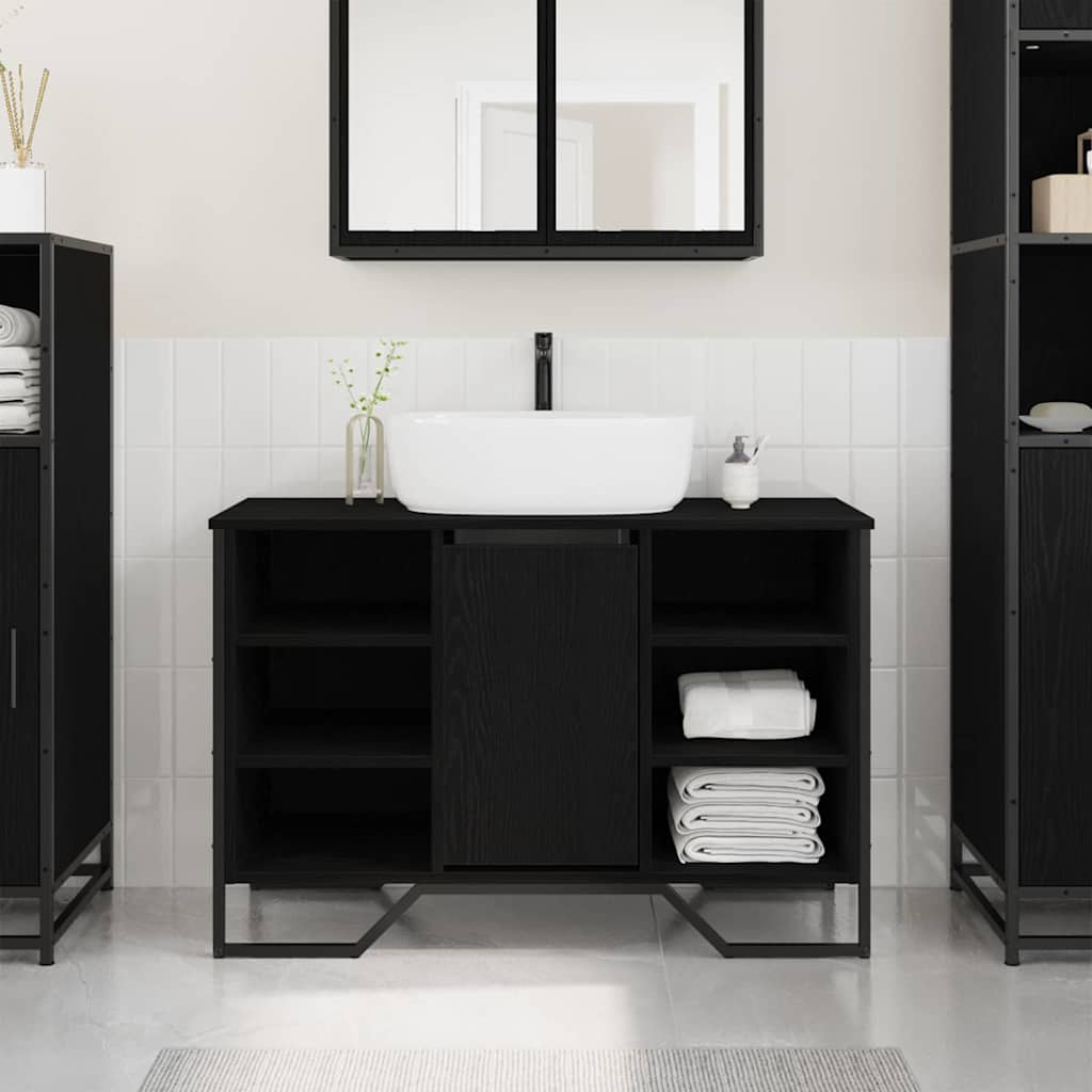 Armadio per Lavabo da Bagno Rovere Nero 91 x 35 x 60 cm | homemem39