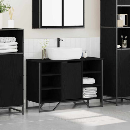 Armadio per Lavabo da Bagno Rovere Nero 91 x 35 x 60 cm | homemem39
