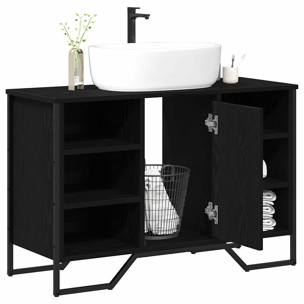 Armadio per Lavabo da Bagno Rovere Nero 91 x 35 x 60 cm | homemem39