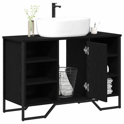 Armadio per Lavabo da Bagno Rovere Nero 91 x 35 x 60 cm