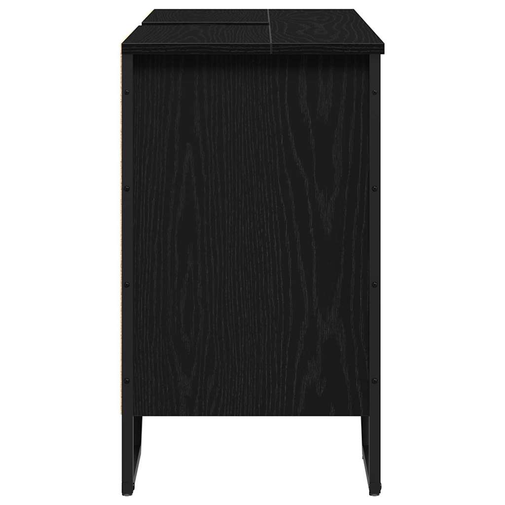 Armadio per Lavabo da Bagno Rovere Nero 91 x 35 x 60 cm