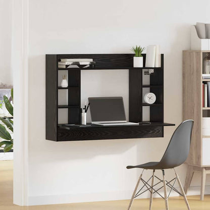 Scrivania a parete con lo scaffale Rovere nero 105 x 48 x 75 cm | homemem39