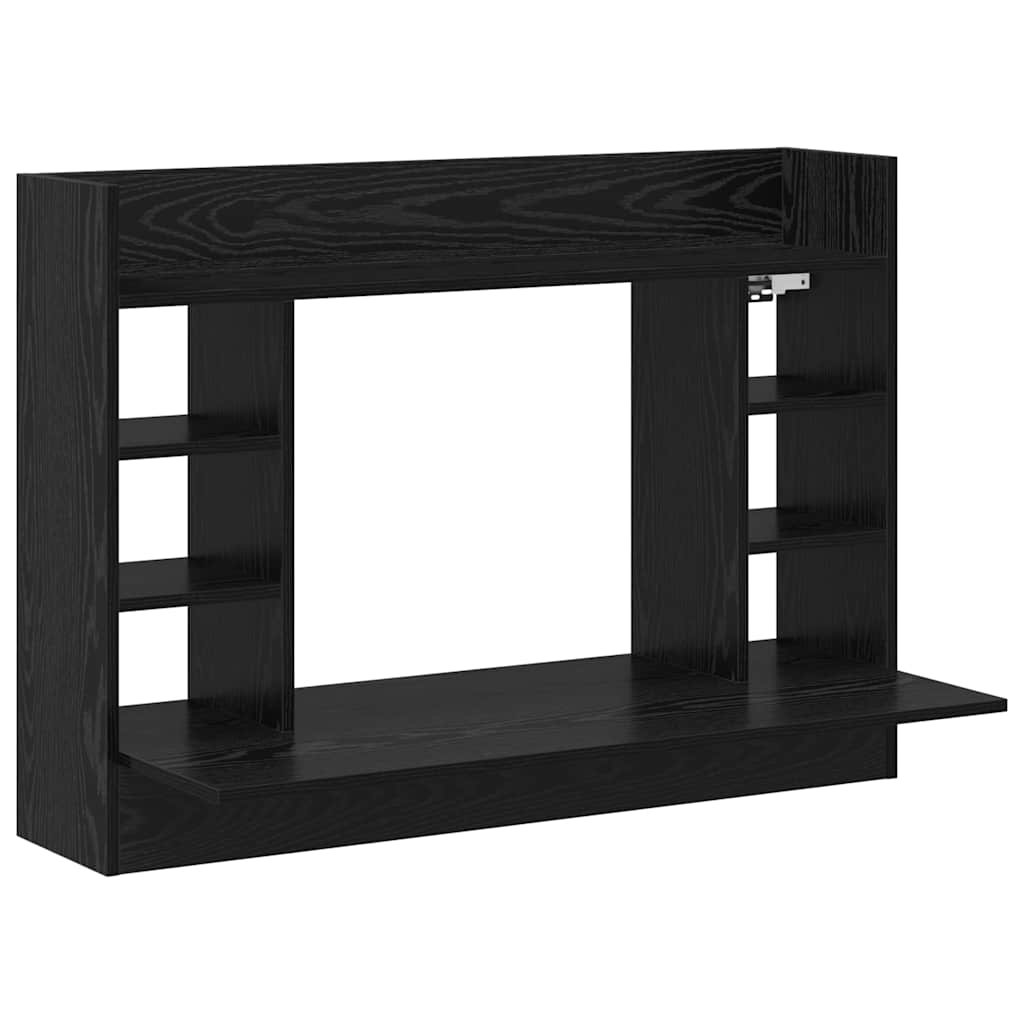 Scrivania a parete con lo scaffale Rovere nero 105 x 48 x 75 cm | homemem39