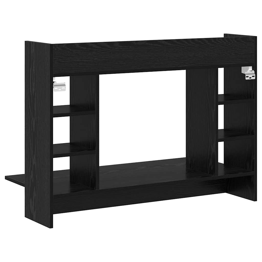 Scrivania a parete con lo scaffale Rovere nero 105 x 48 x 75 cm | homemem39