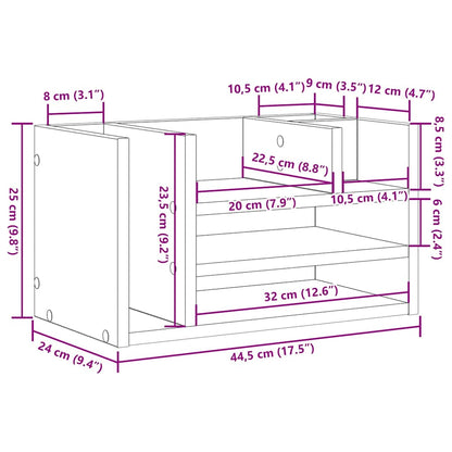 Organizzatore da scrivania Rovere nero 44,5 x 24 x 25 cm