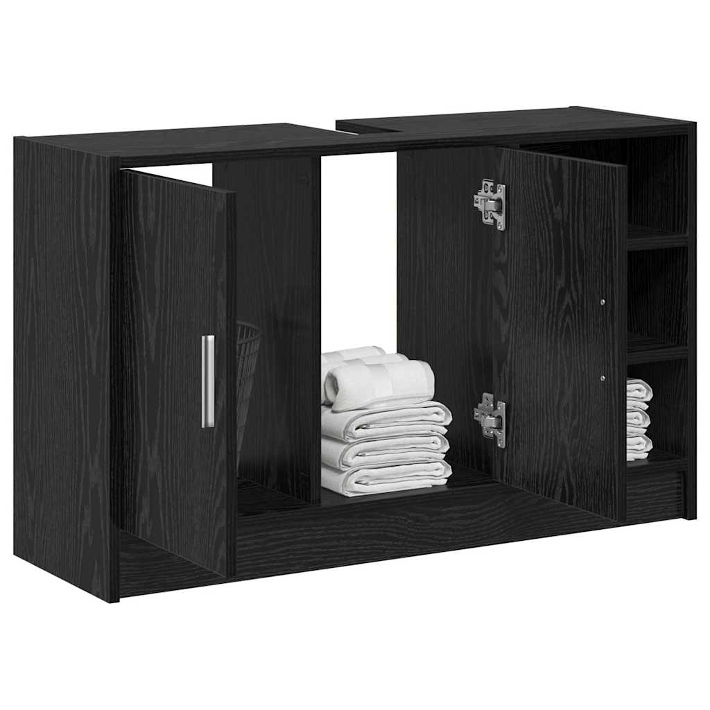 Mobile da Bagno Rovere Nero 90 x 29 x 55 cm Legno multistrato | homemem39