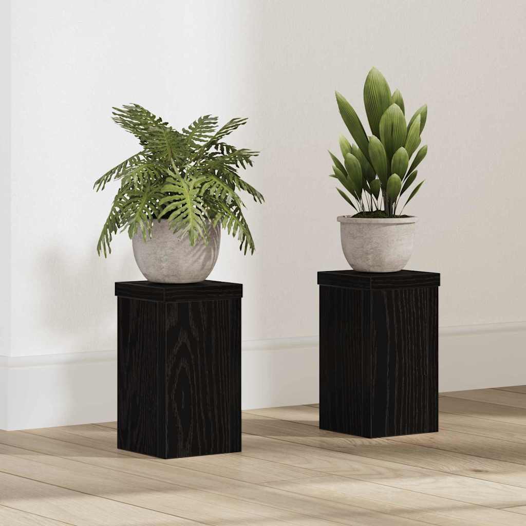 Supporto per piante 2 pcs Rovere Nero 10 x 10 x 18 cm | homemem39