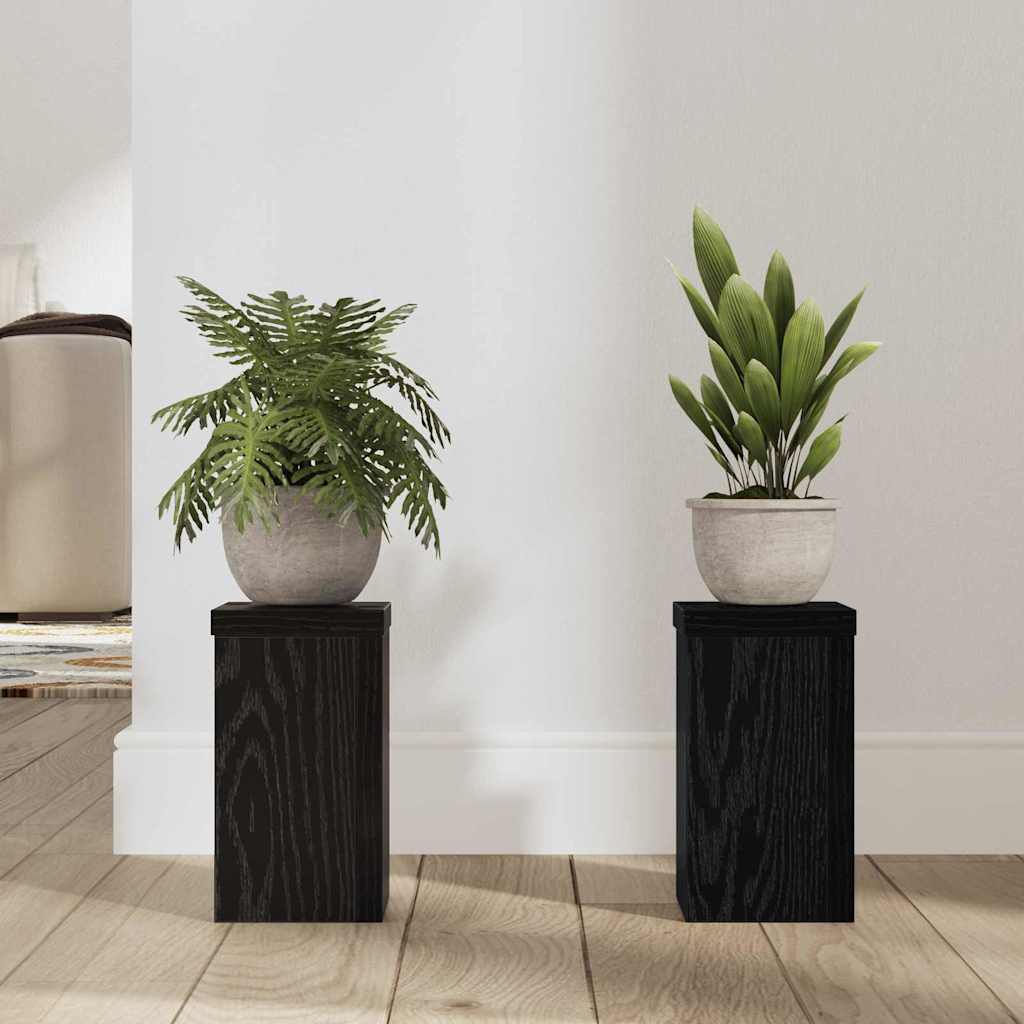 Supporto per piante 2 pcs Rovere Nero 10 x 10 x 18 cm | homemem39
