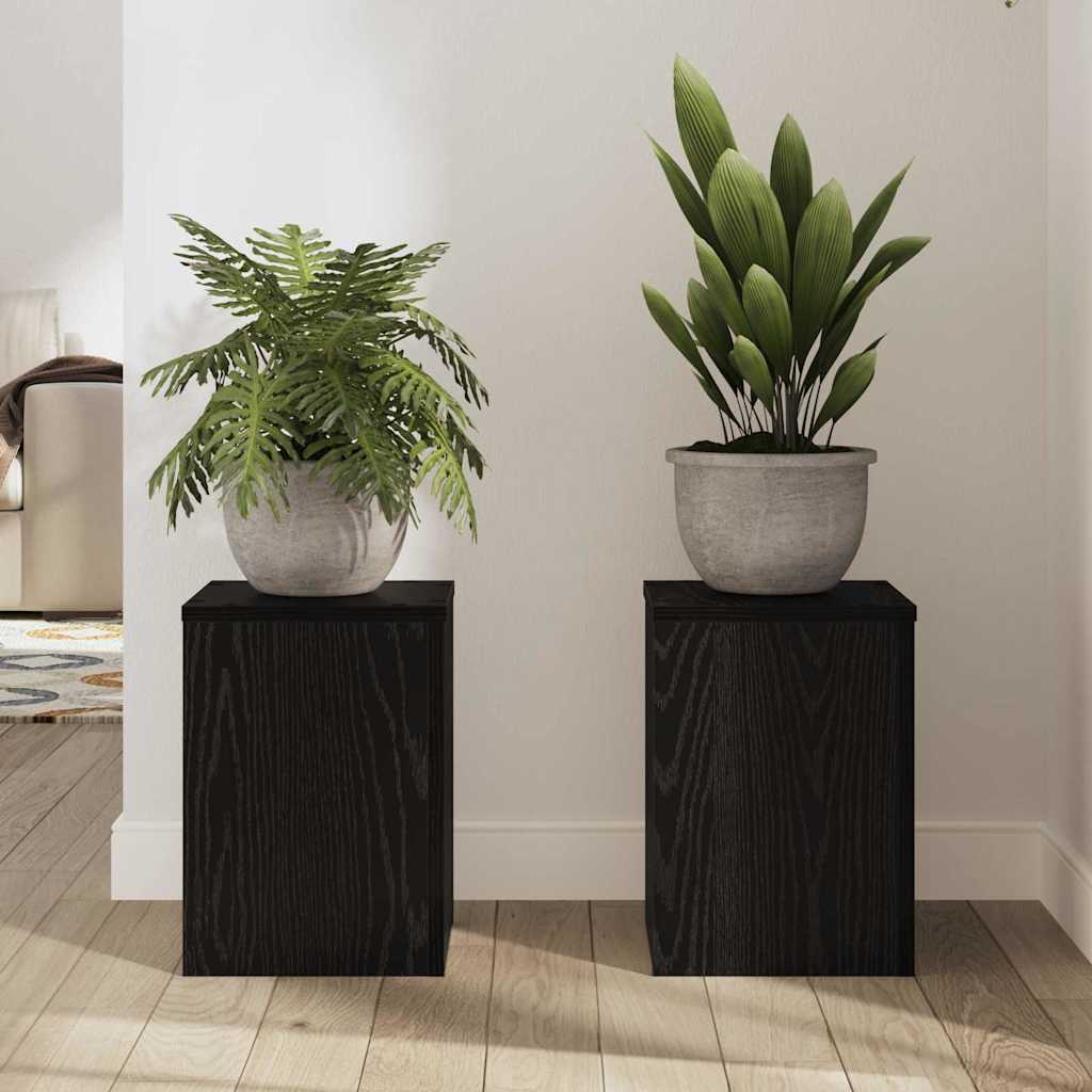 Supporto per piante 2 pcs Rovere Nero 25 x 25 x 35 cm | homemem39