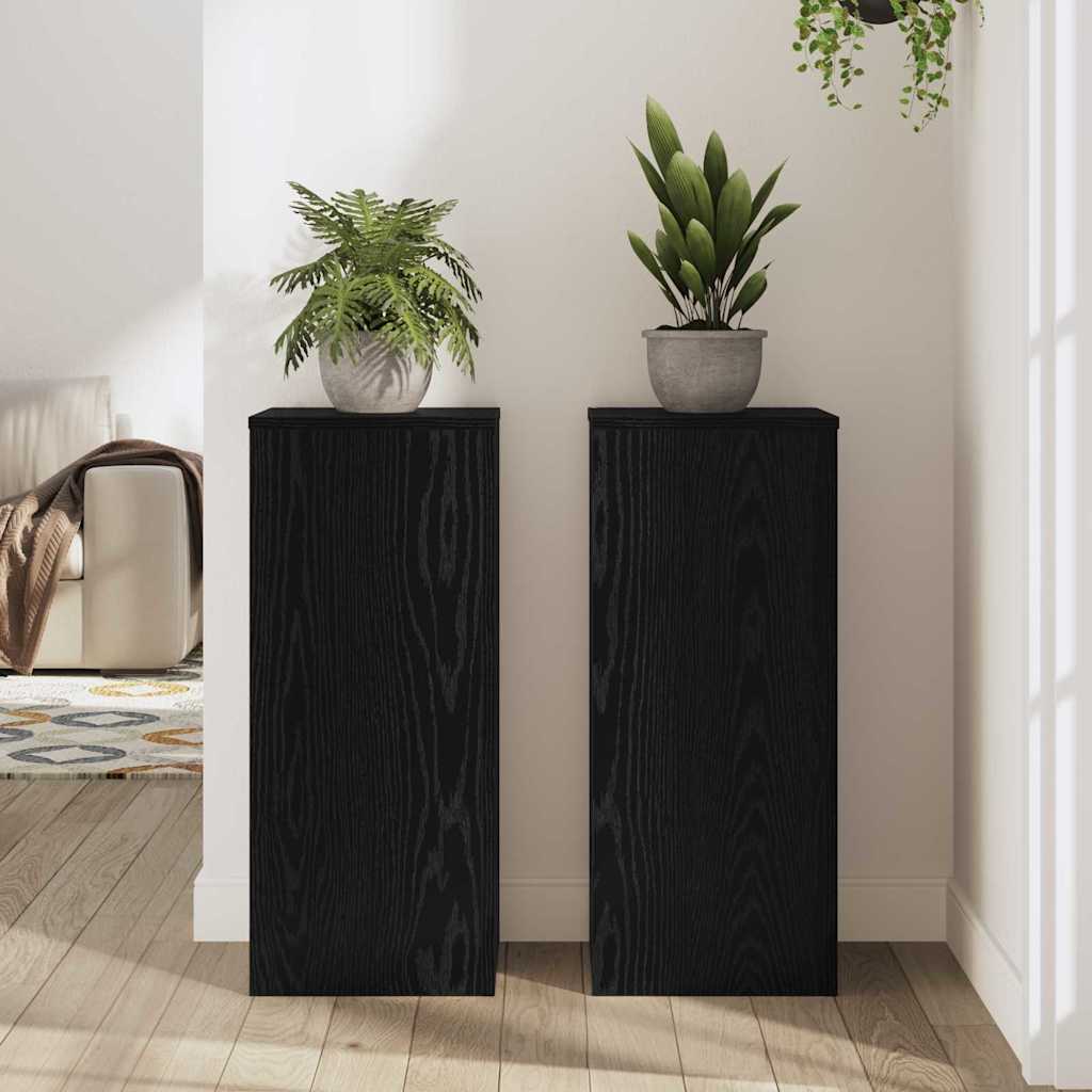 Supporto per piante 2 pcs Rovere Nero 30 x 30 x 70 cm | homemem39