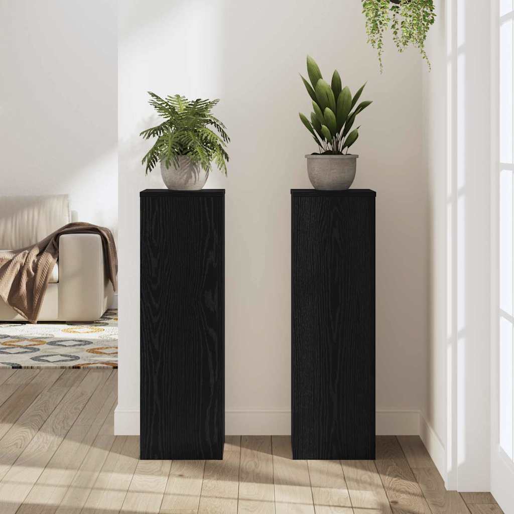 Supporto per piante 2 pcs Rovere Nero 25 x 25 x 80 cm | homemem39