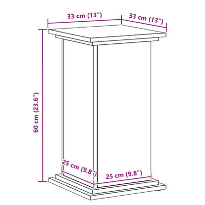 Supporto per piante Rovere Nero 33 x 33 x 60 cm