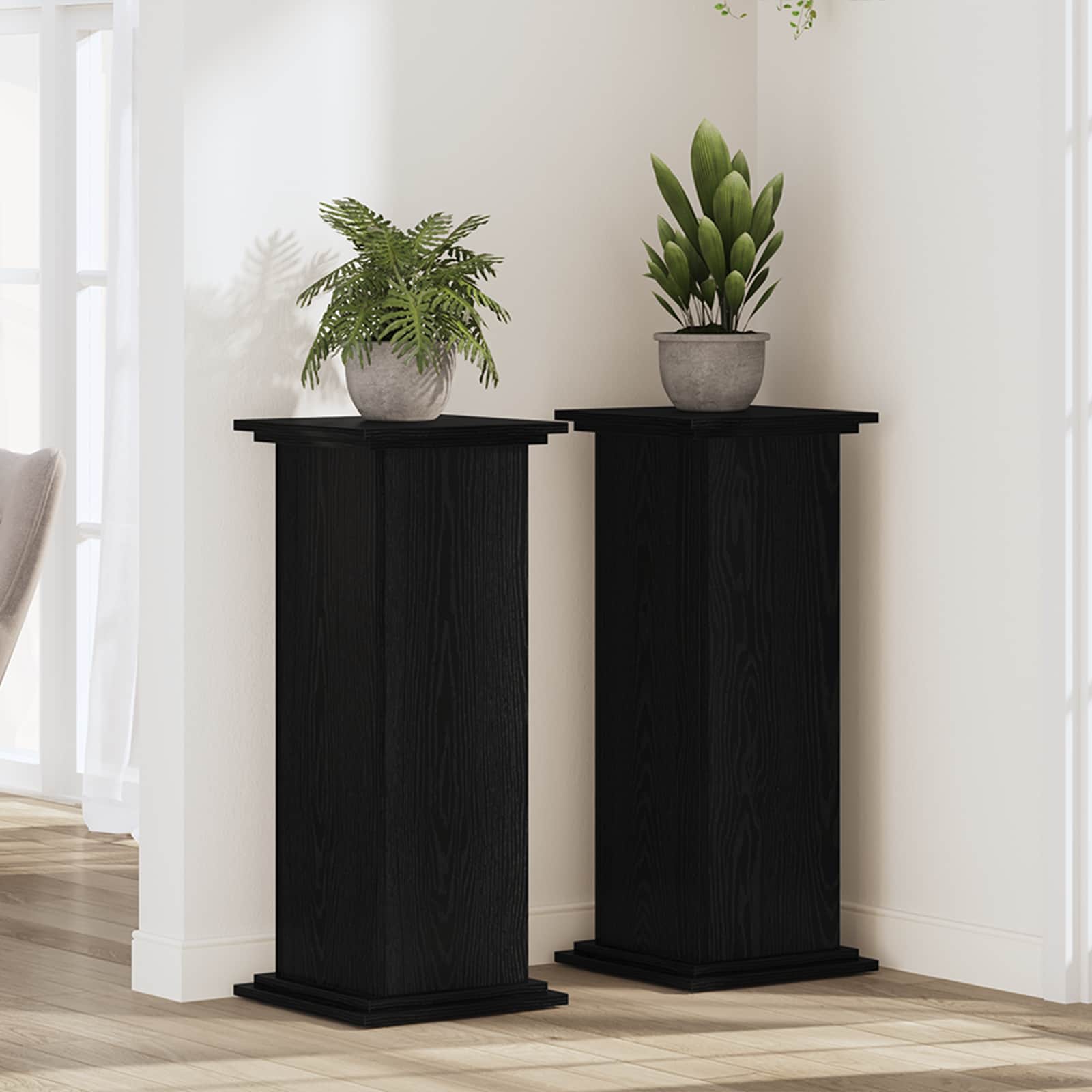 Supporto per piante Rovere Nero 33 x 33 x 80 cm | homemem39