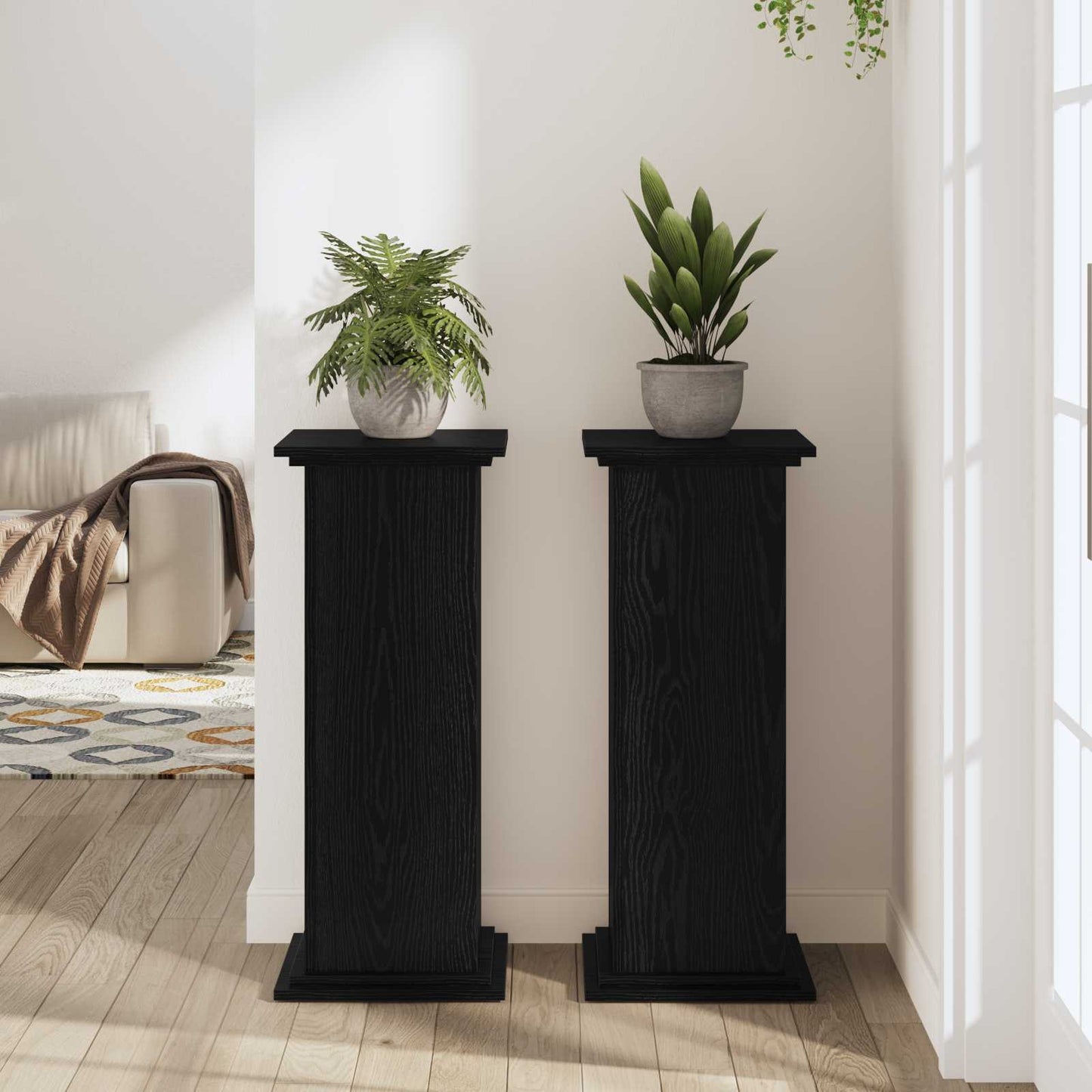 Supporto per piante Rovere Nero 33 x 33 x 80 cm | homemem39