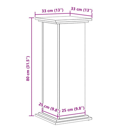 Supporto per piante Rovere Nero 33 x 33 x 80 cm | homemem39