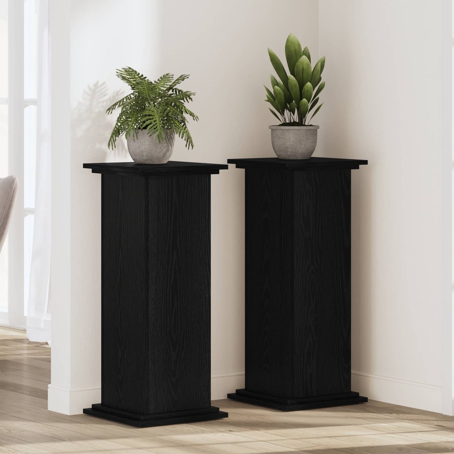 Supporto per piante Rovere Nero 33 x 33 x 100 cm | homemem39