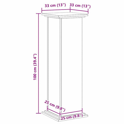 Supporto per piante Rovere Nero 33 x 33 x 100 cm