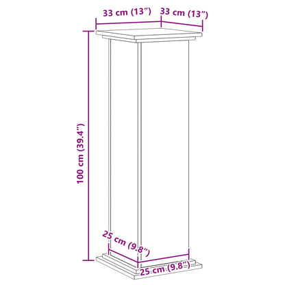Supporto per piante Rovere Nero 33 x 33 x 100 cm | homemem39