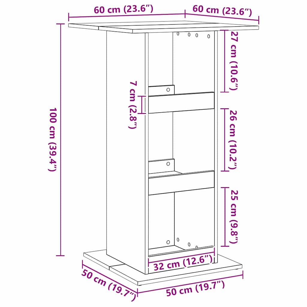 Tavolo da bar Rovere Nero 60 x 60 x 100 cm Legno multistrato