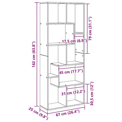 Armadio per Libri Rovere Nero 67 x 25 x 162 cm