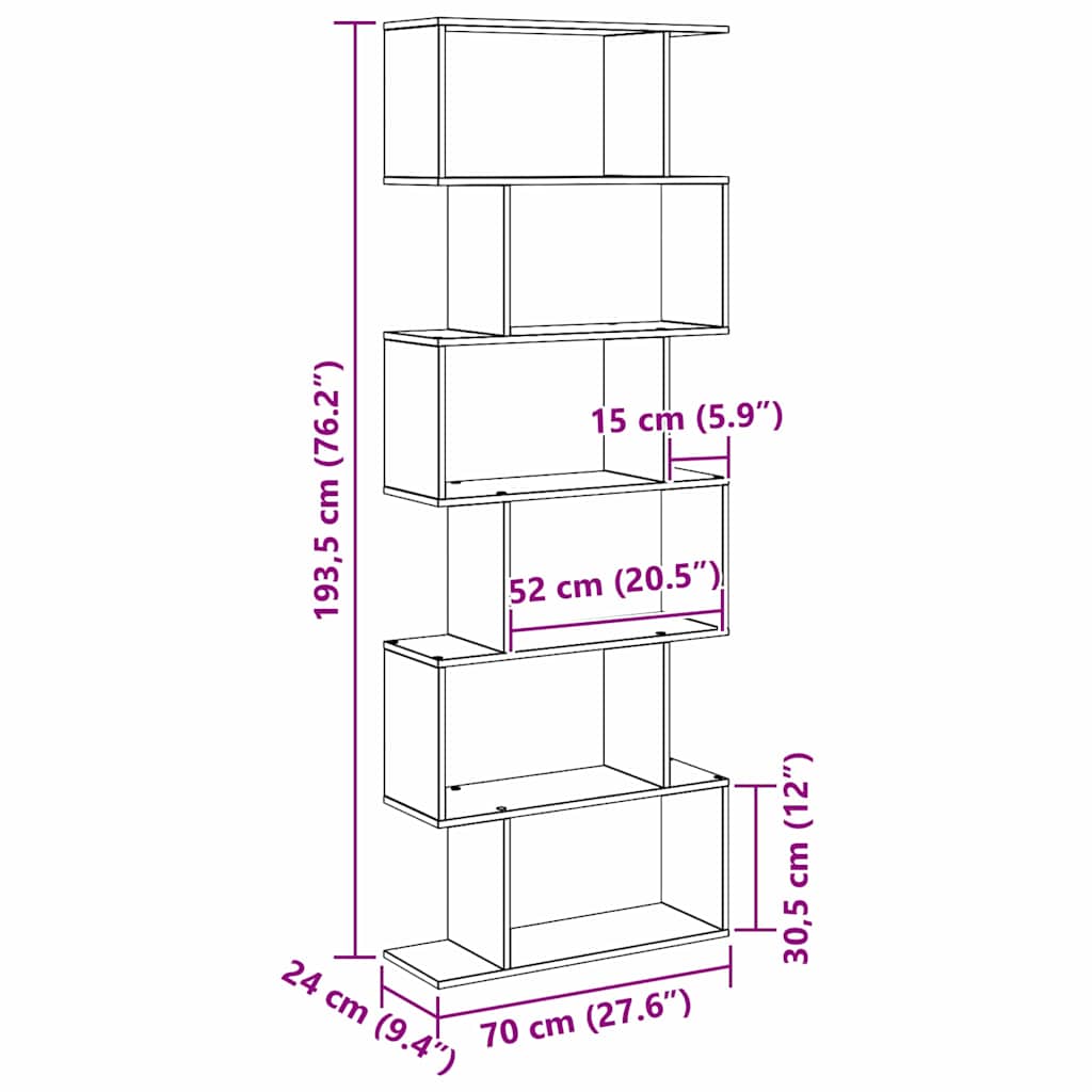Armadio per Libri Rovere Nero 70 x 24 x 193,5 cm | homemem39
