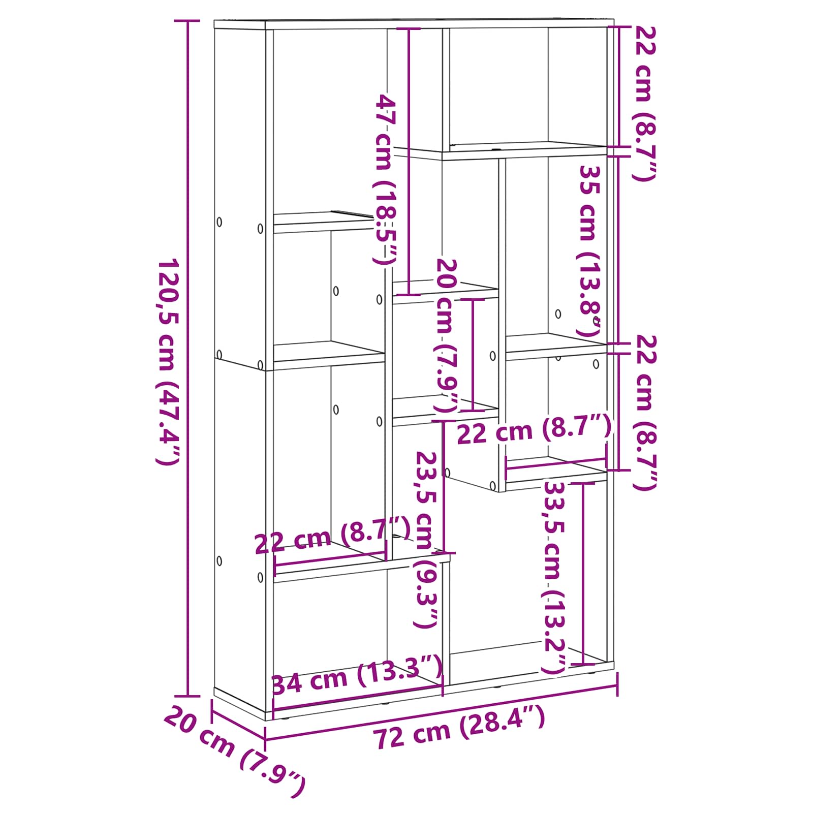 Armadio per Libri Rovere Nero 72 x 20 x 102,5 cm | homemem39