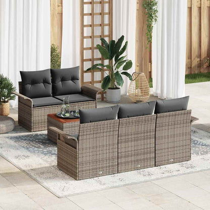 Set Divano da Giardino con cuscino 6 pcs Grigio polyrattan | homemem39