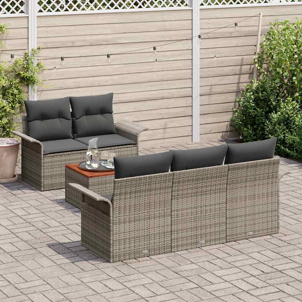 Set Divano da Giardino con cuscino 6 pcs Grigio polyrattan | homemem39
