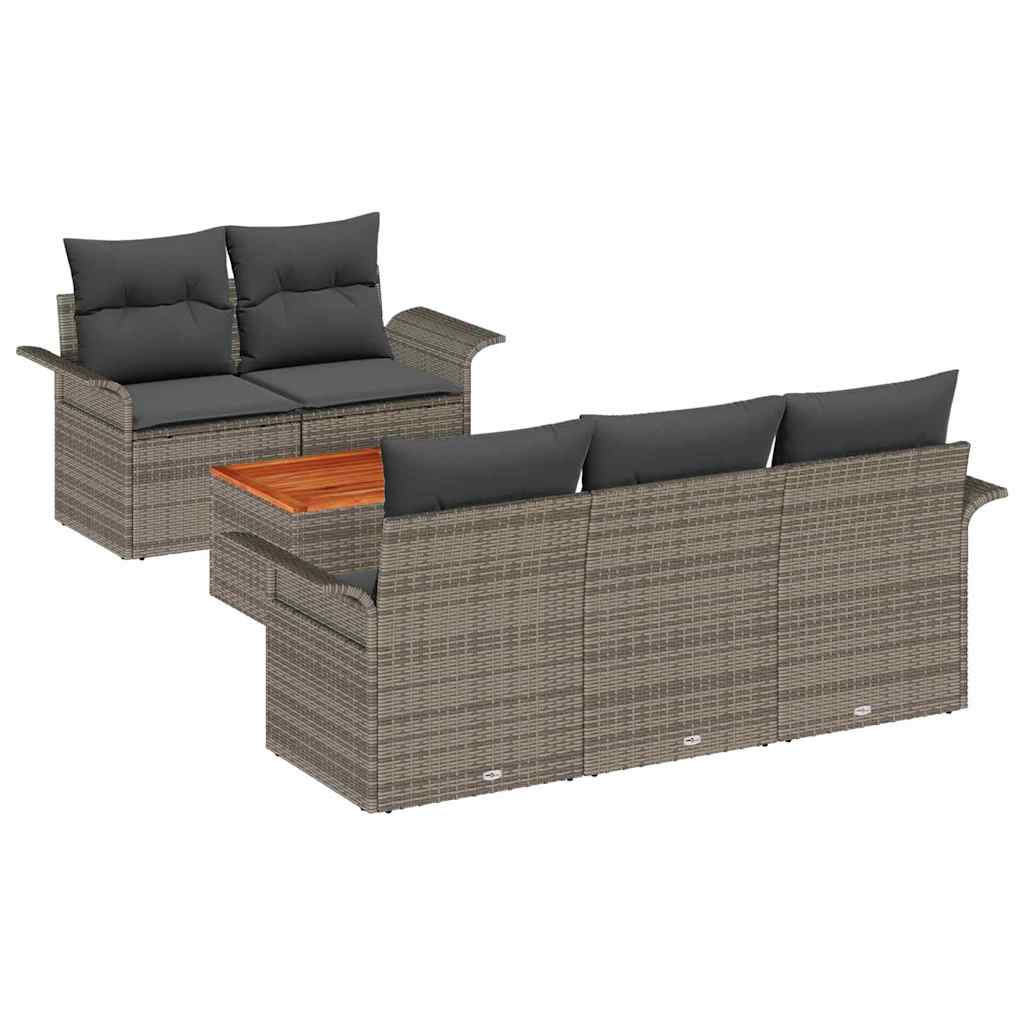 Set Divano da Giardino con cuscino 6 pcs Grigio polyrattan | homemem39
