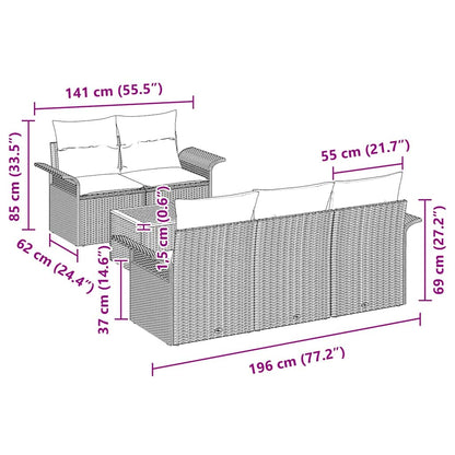 Set Divano da Giardino con cuscino 6 pcs Grigio polyrattan | homemem39