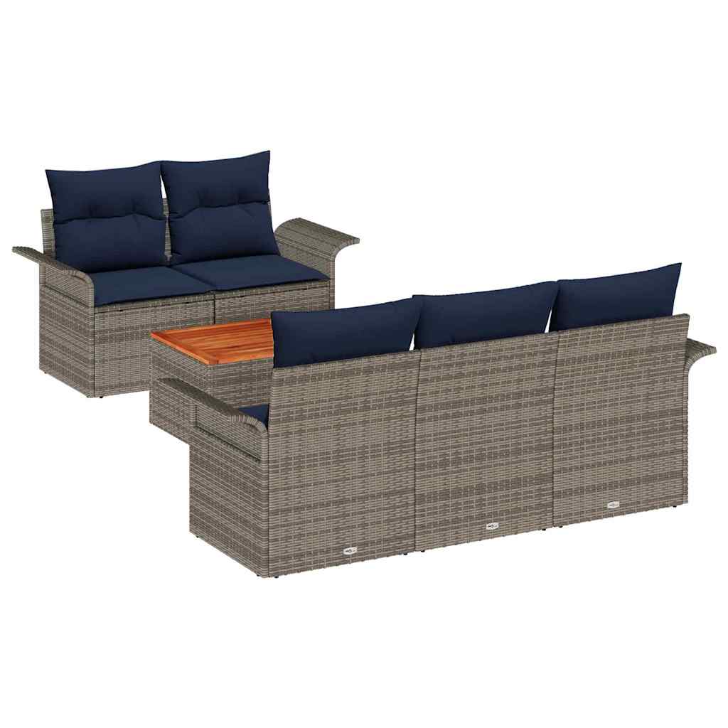 Set Divano da Giardino con cuscino 6 pcs Grigio polyrattan | homemem39