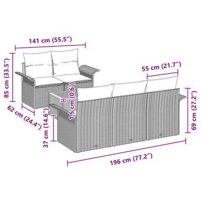 Set Divano da Giardino con cuscino 6 pcs Grigio polyrattan | homemem39