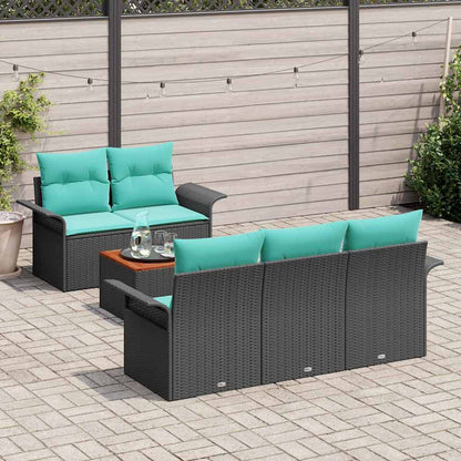 Set Divano da Giardino con cuscino 6 pcs Nero polyrattan | homemem39