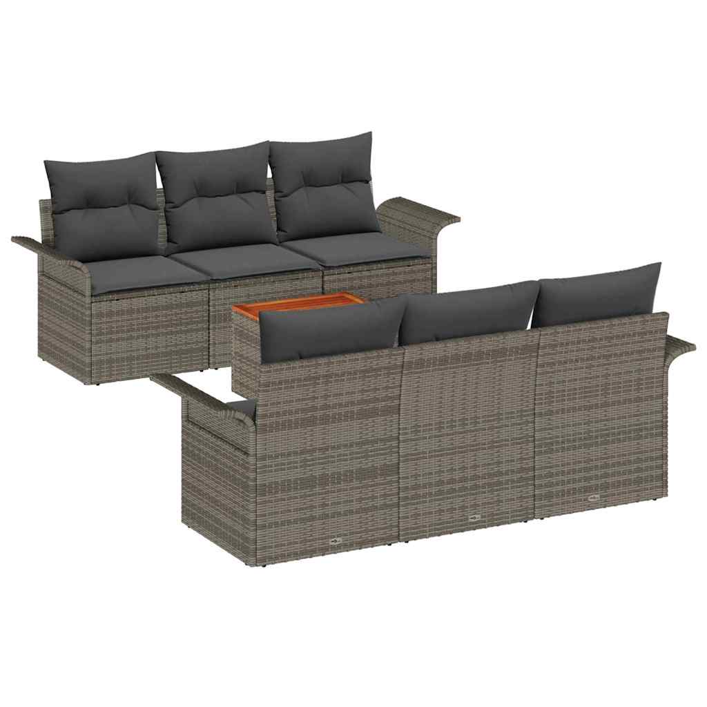 Set Divano da Giardino con cuscino 7 pcs Grigio polyrattan | homemem39